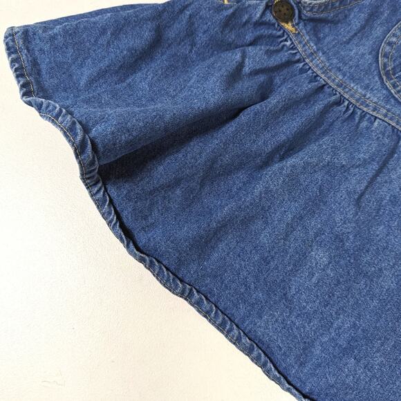 Vtg Oshkosh Bgosh Skirtall Dress Baby Girl Sz 18m Denim Pink Patch Twirl Classic - Picture 3 of 5